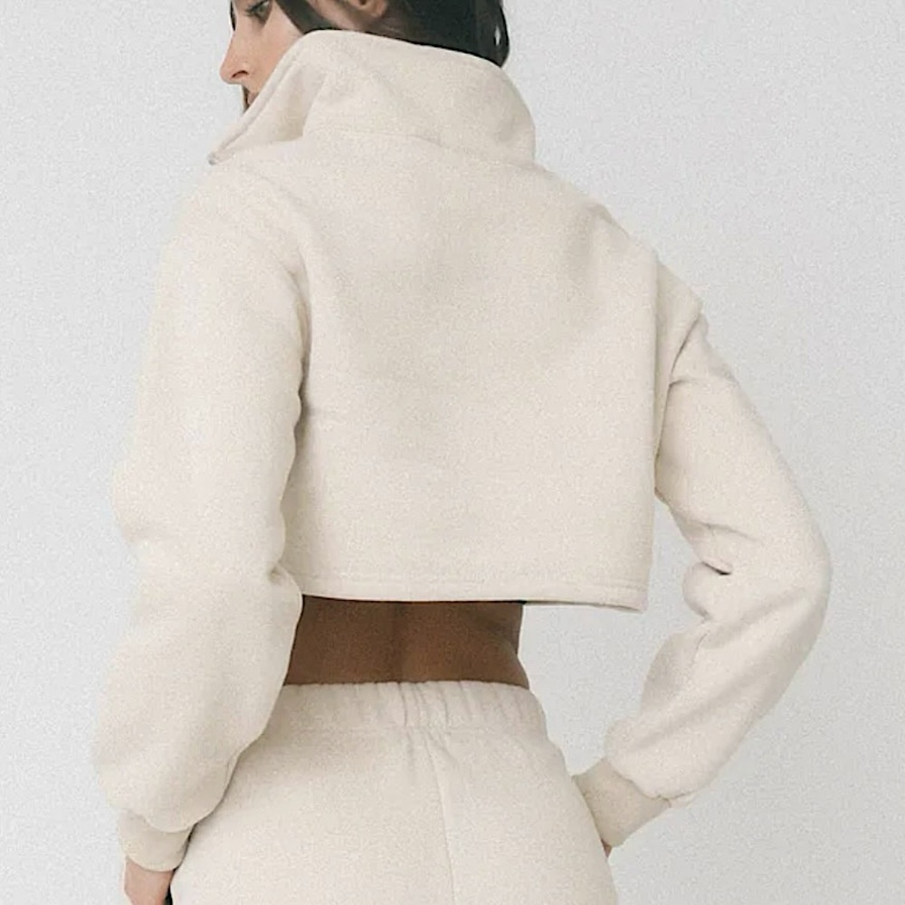 XLE the Label Mattie Crop Sweatshirt 1/2 Zip High Neck Pullover Sweatshirt - Picture 3 of 16